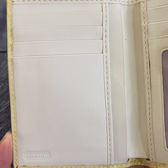 Coach yellow flap wallet w/ stains - Picture 6 of 11